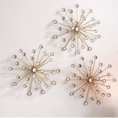 Декоративные настенные украшения "Цветы кристаллы", комплект из 3 штук, диаметр 25 см